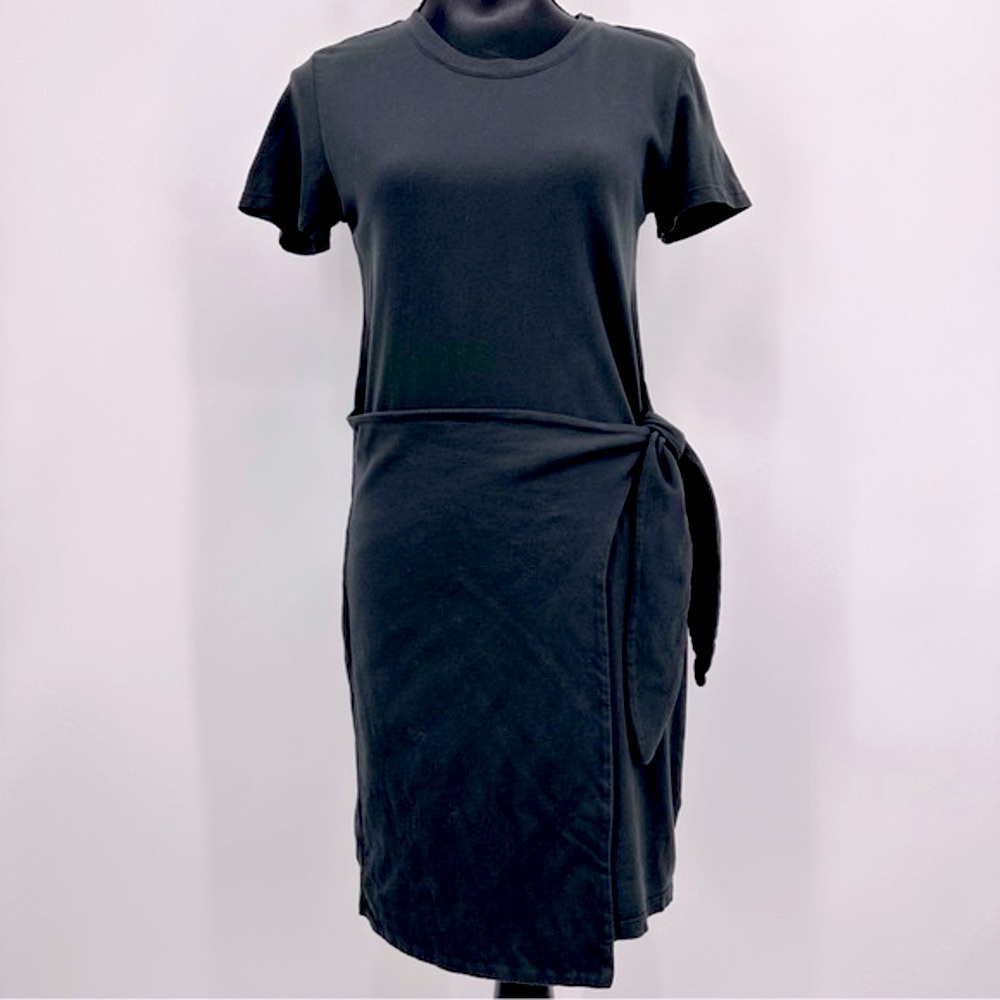Rails Edie Crewneck Short Sleeve Mini Dress Cotton Black Size XS